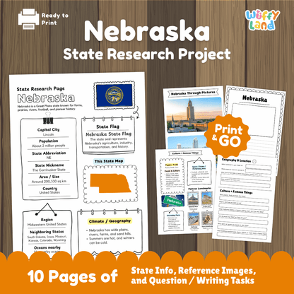 Nebraska State Research Project Worksheets and Activity Pages