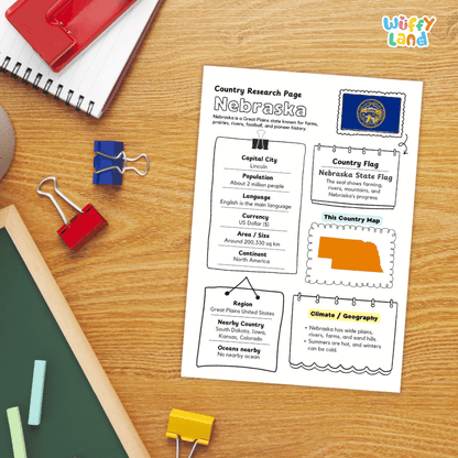 Nebraska State Research Project Worksheets and Activity Pages