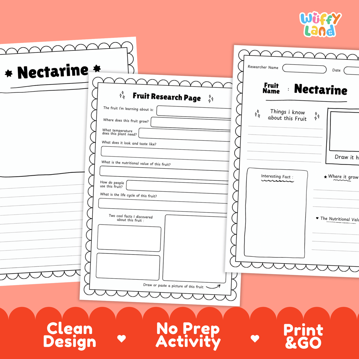 Nectarine Fruit Research Activity Worksheet Science Healthy Eating Summer