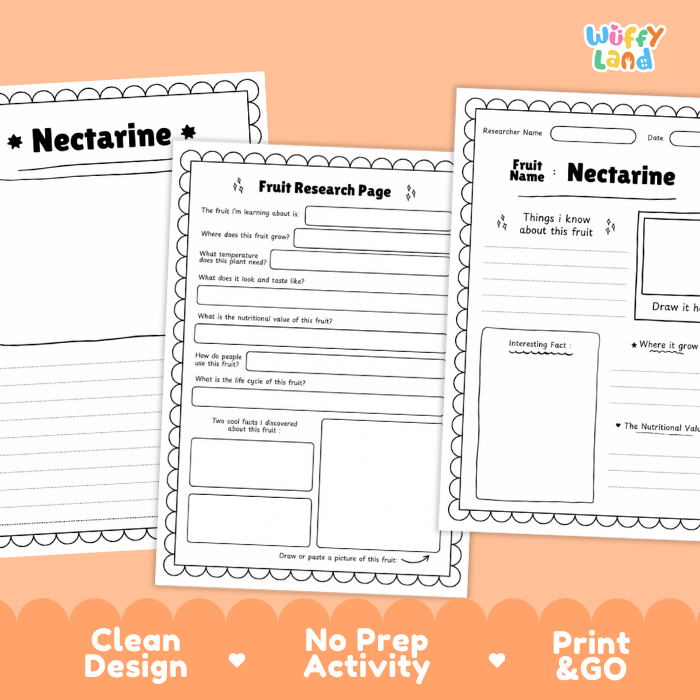 Nectarine Fruit Research Page Worksheets and Fact Sheet