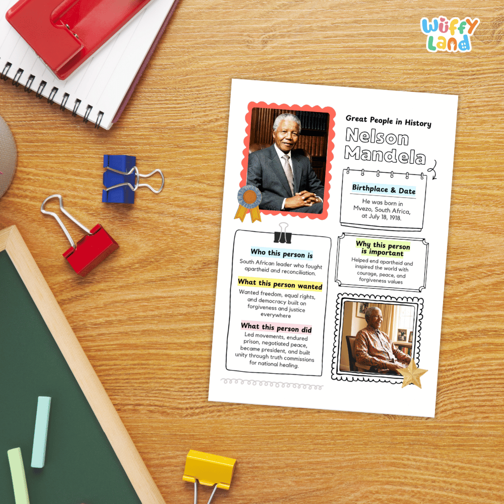 Nelson Mandela Famous People Research Page - Black History Month Biography Worksheets