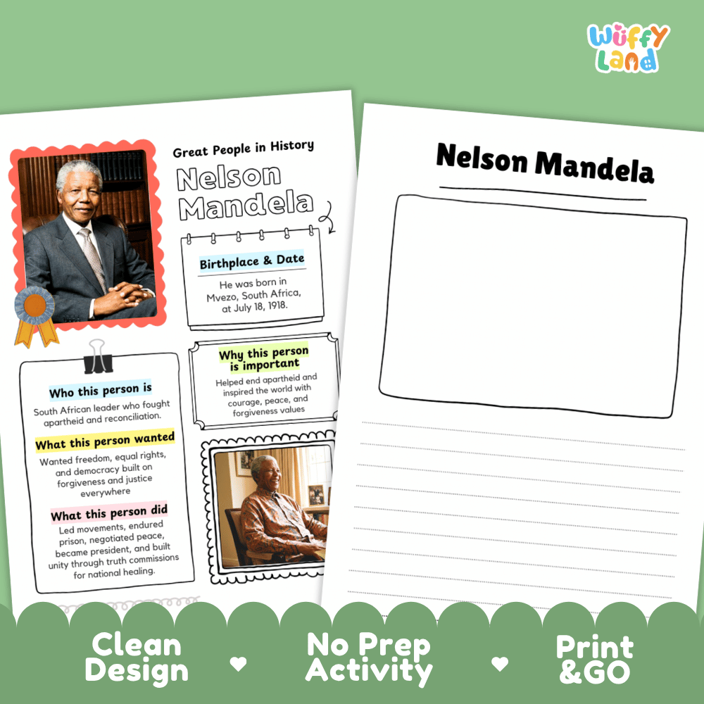 Nelson Mandela Famous People Research Page - Black History Month Biography Worksheets