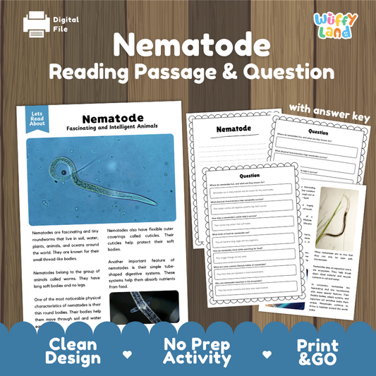 Nematode Reading Passage and Questions Worksheets with Answer Key