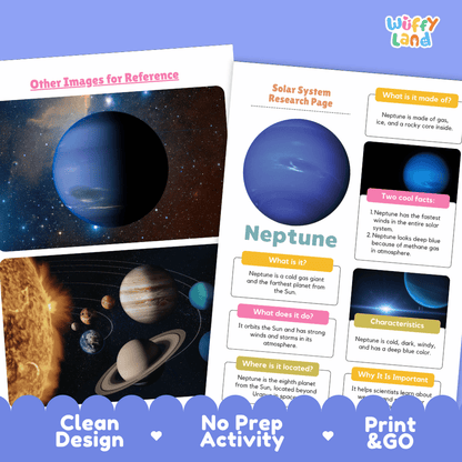 Neptune Solar System Research Project Worksheets and Fact Sheet