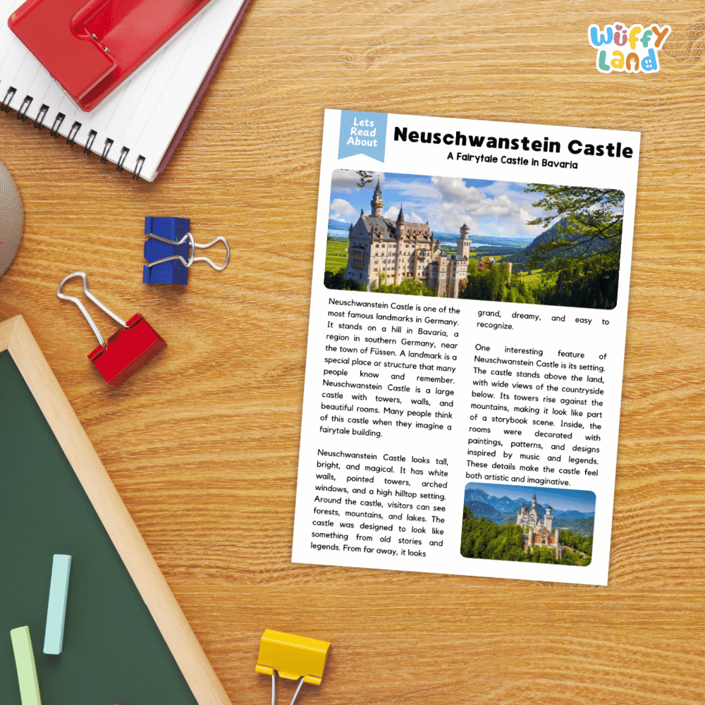 Neuschwanstein Castle Landmark Reading Passages and Comprehension Worksheets