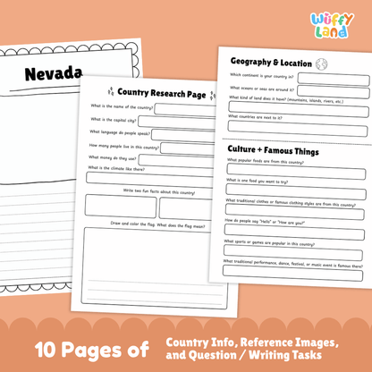 Nevada Country Research Project Worksheets and Activity Pages