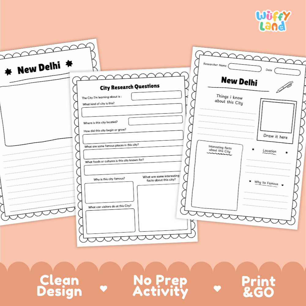New Delhi City Research Worksheets and Fact Sheet