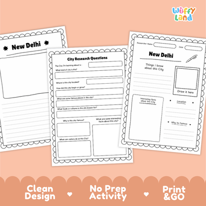 New Delhi City Research Worksheets and Fact Sheet