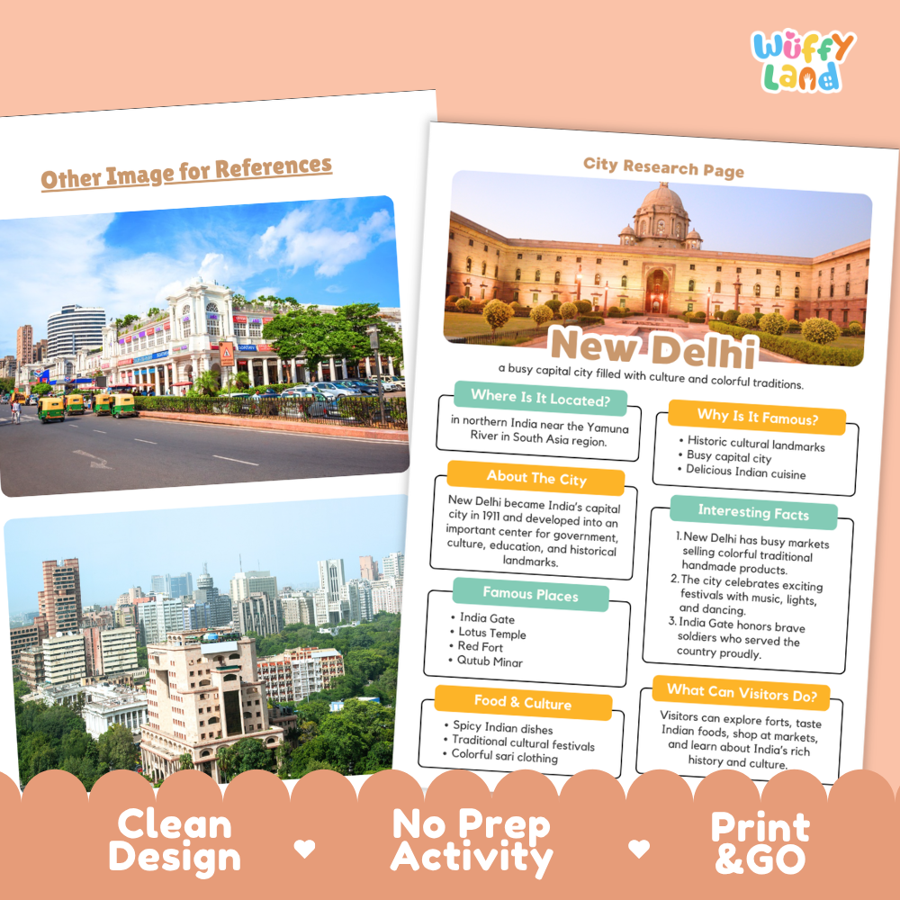 New Delhi City Research Worksheets and Fact Sheet