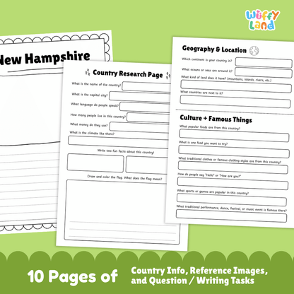 New Hampshire State Research Project Worksheets and Activity Pages