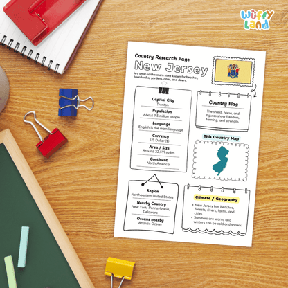 New Jersey Country Research Project Worksheets and Activity Pages