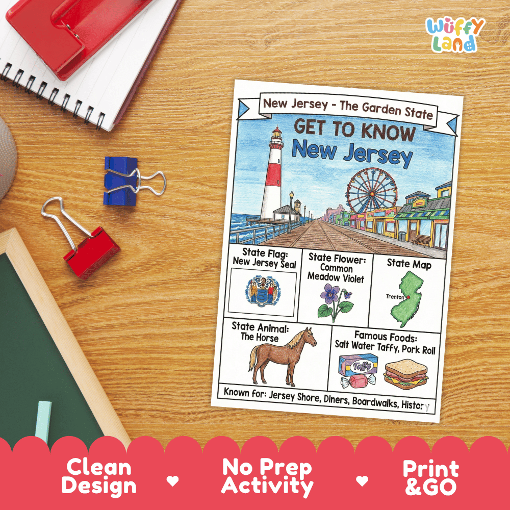 New Jersey Geography Coloring Poster Worksheets
