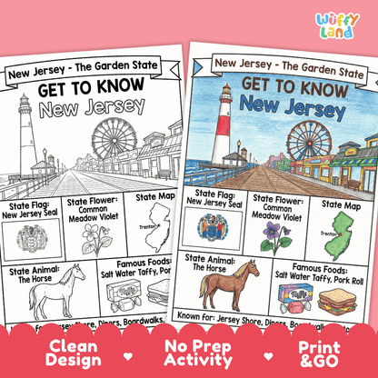 New Jersey Geography Coloring Poster Worksheets