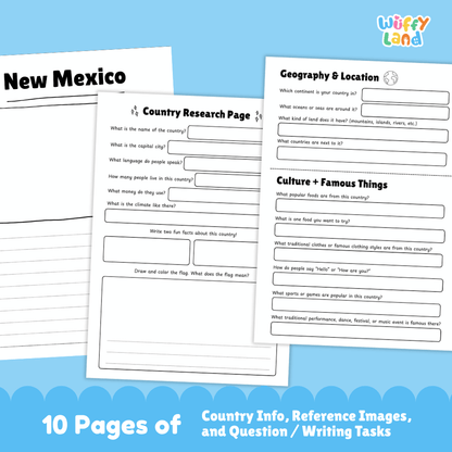 New Mexico Country Research Project Worksheets and Activity Pages