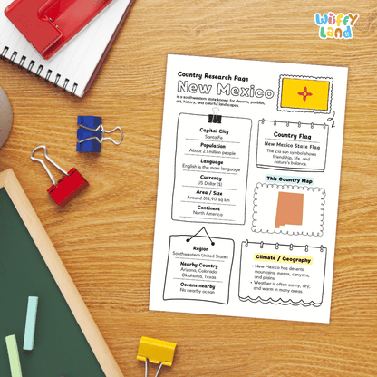 New Mexico Country Research Project Worksheets and Activity Pages