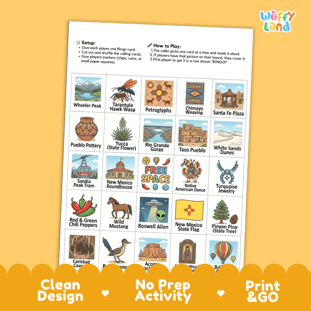 New Mexico Geography BINGO Game Land of Enchantment Activity Printable Boards