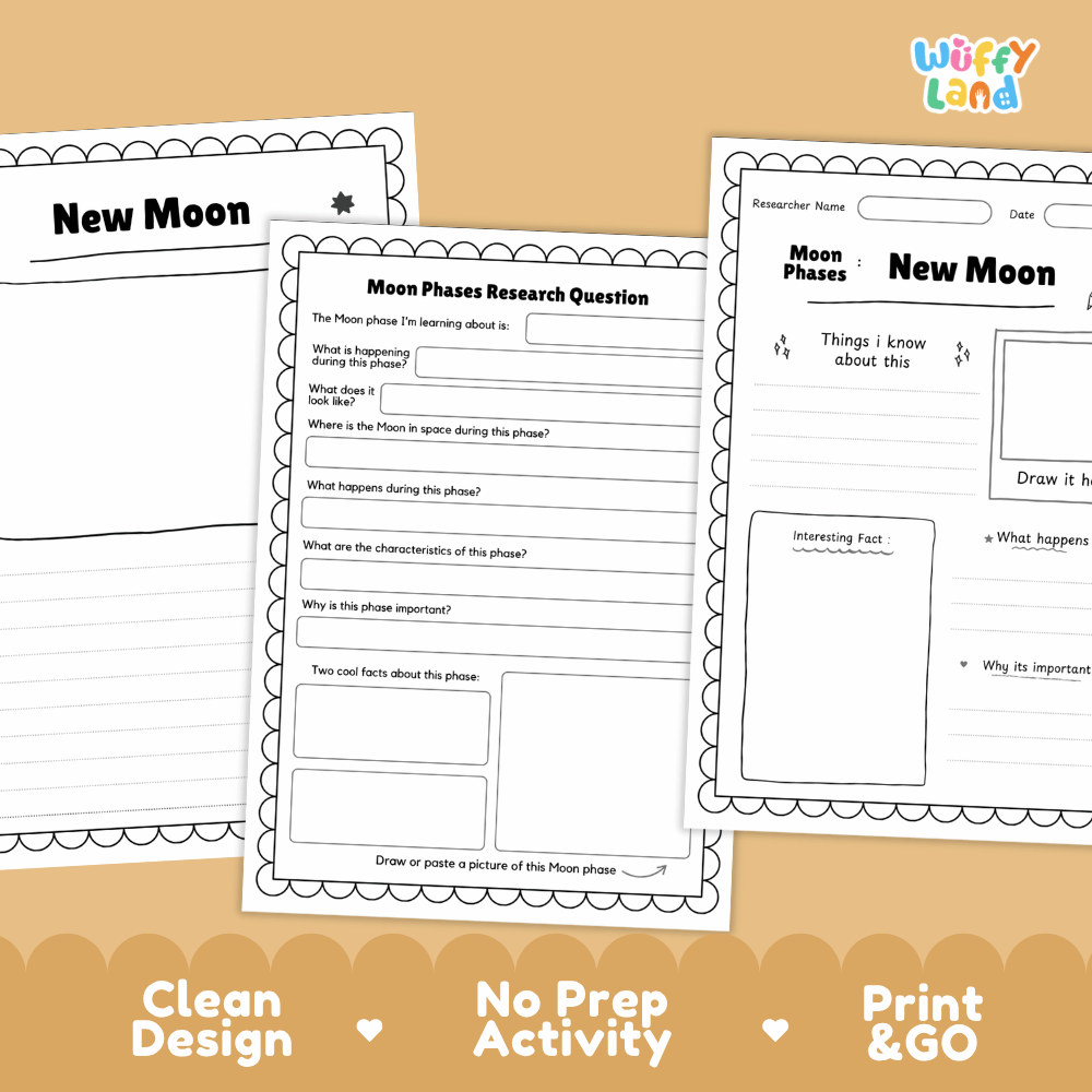 New Moon Solar System Research Project Worksheets and Fact Sheet