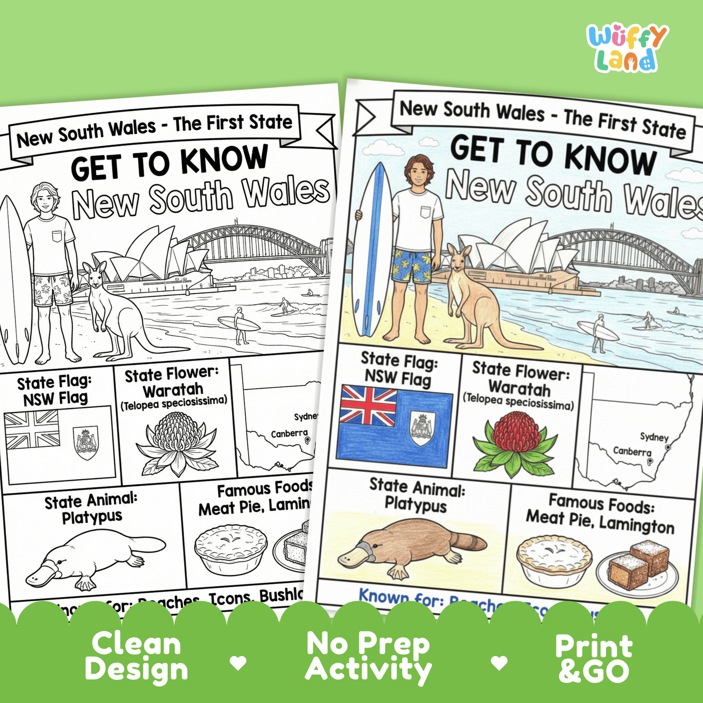 New South Wales State Study Geography Coloring Page Worksheet Activity