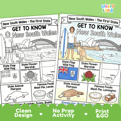 New South Wales State Study Geography Coloring Page Worksheet Activity
