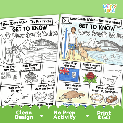 New South Wales Geography Coloring Poster and Activity Worksheet