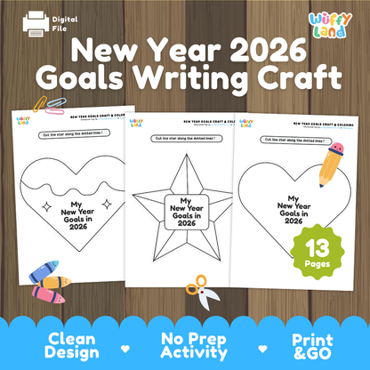 New Year 2026 Goals Writing Craft Printable Goal Setting Activity