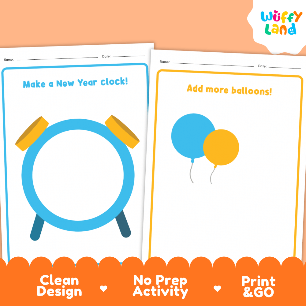 New Year Decoration Pages Worksheets - No Prep Holiday Activity