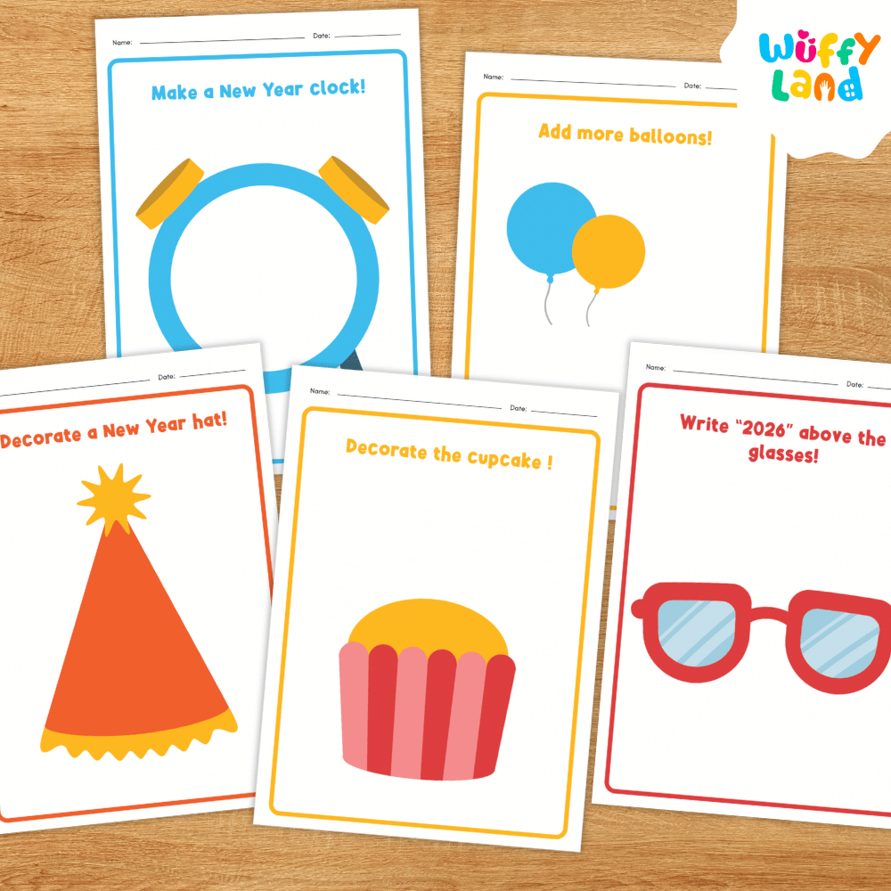 New Year Decoration Pages Worksheets - No Prep Holiday Activity