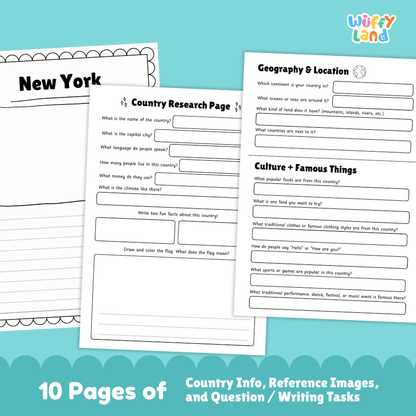 New York Country Research Project Worksheets and Activity Pages