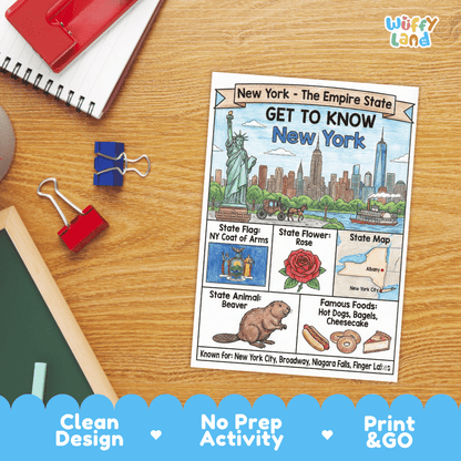 New York Geography Coloring Poster Worksheets