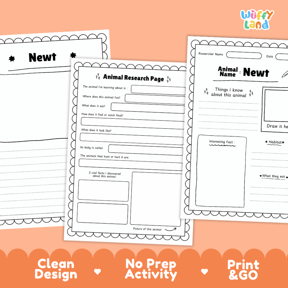 Newt Animal Research Page Worksheets