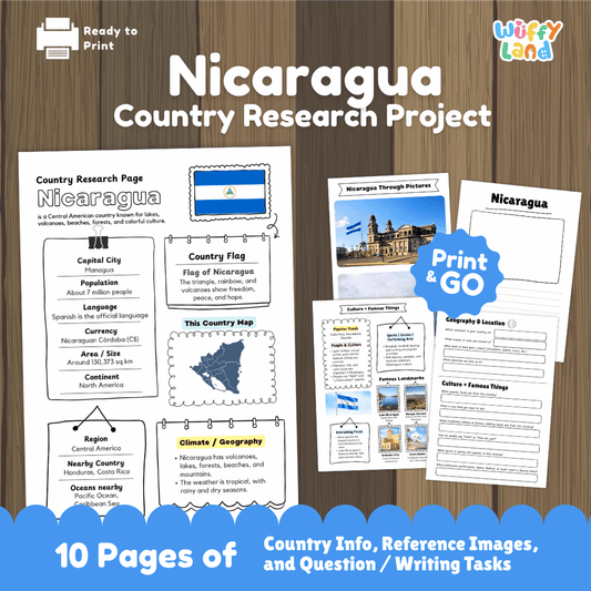 Nicaragua Country Research Project Worksheets and Activity Pages