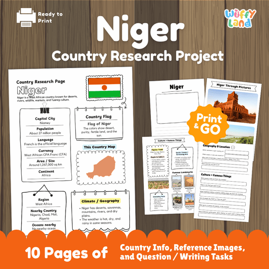 Niger Country Research Project Worksheets and Activity Pages