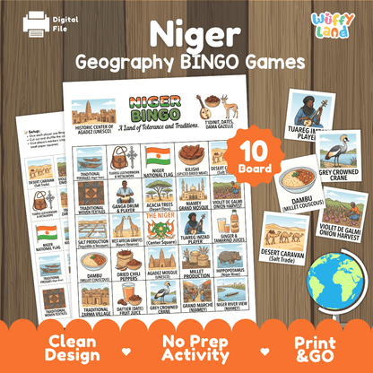 Niger Geography Bingo Games Printable Activity