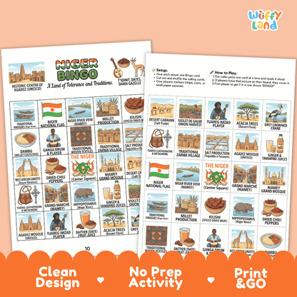 Niger Geography Bingo Games Printable Activity