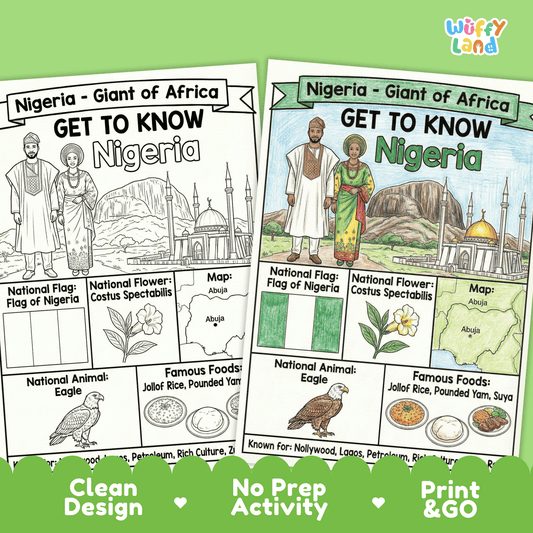 Nigeria Country Study Geography Coloring Page Worksheet Activity | Africa