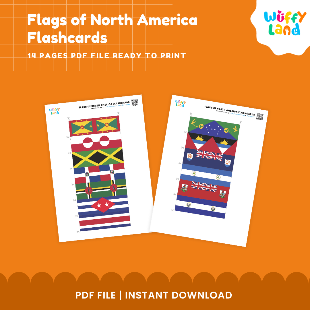 North America flags matching cards printable for homeschool and classroom geography activities focused on countries and territories