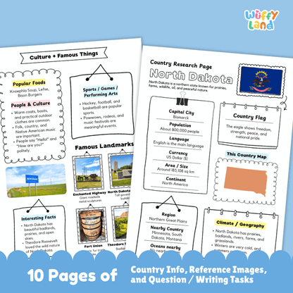 North Dakota State Research Project Worksheets and Activity Pages