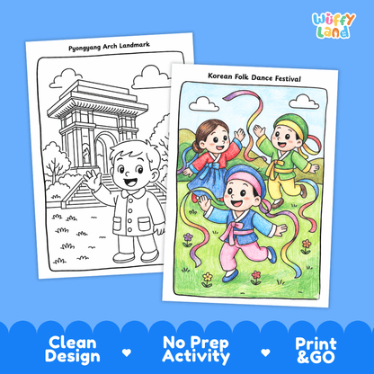 North Korea Geography Coloring Pages - 11 Pages - World Geography No Prep Activity