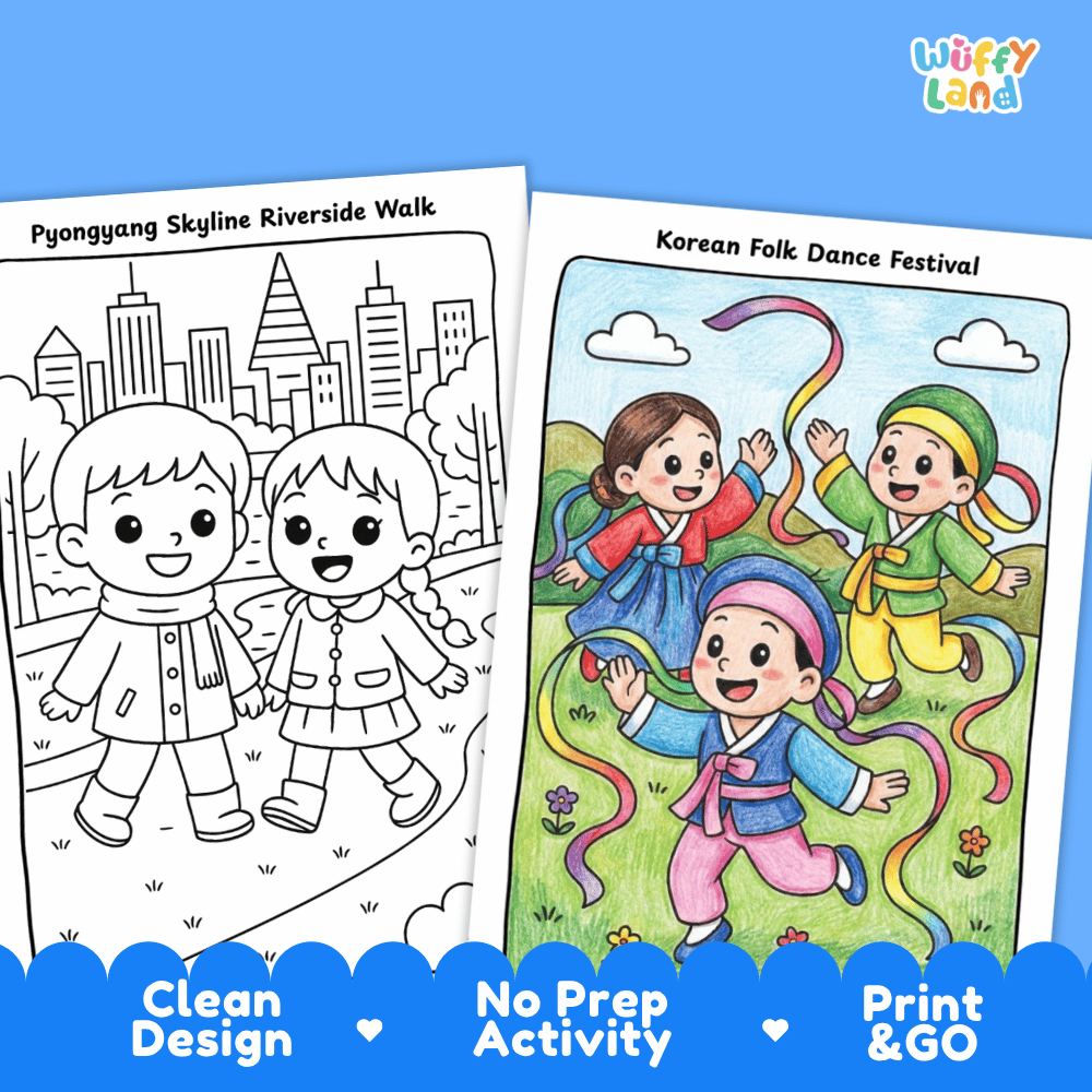 North Korea Geography Coloring Pages - 11 Pages - World Geography No Prep Activity
