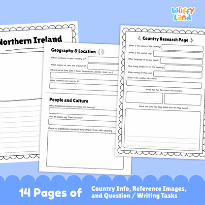 Northern Ireland Country Research Project | Geography Worksheets and Writing Tasks