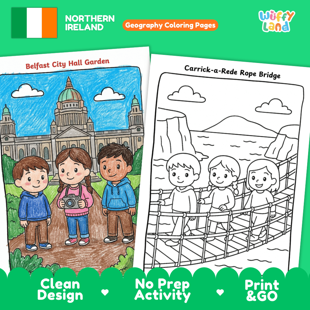 Northern Ireland Geography Coloring Pages Worksheets