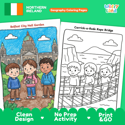 Northern Ireland Geography Coloring Pages Worksheets