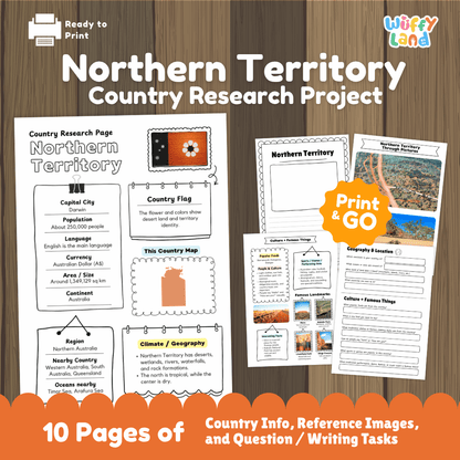 Northern Territory Country Research Project Worksheets and Activity Pages