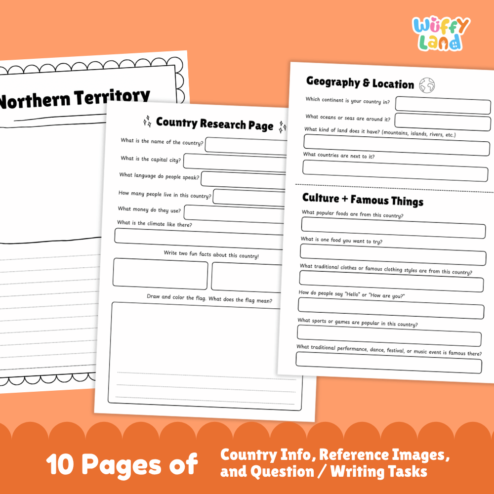 Northern Territory Country Research Project Worksheets and Activity Pages