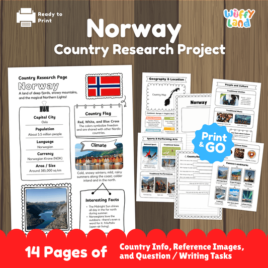 Norway Country Study | Geography Research Project & Printable Worksheets