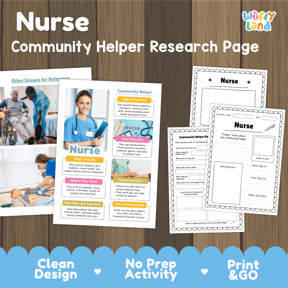 Nurse Community Helper Research Pages and Worksheets