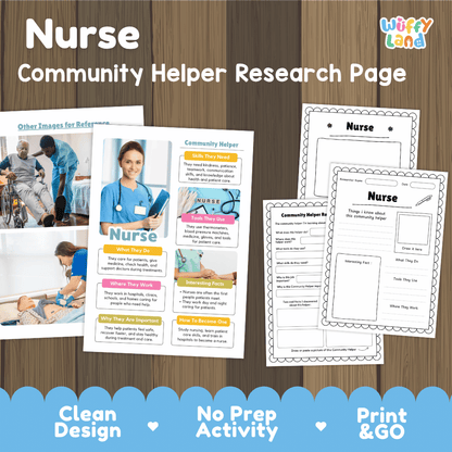 Nurse Community Helper Research Pages and Worksheets