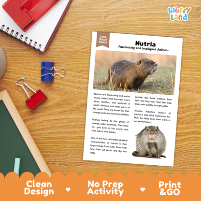 Nutria Reading Passage and Questions Worksheets with Answer Key