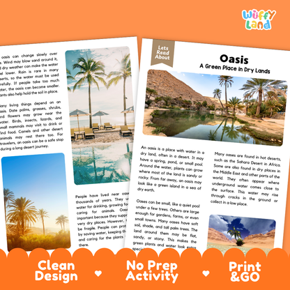 Oasis Reading Passage and Comprehension Questions Worksheets with Answer Key