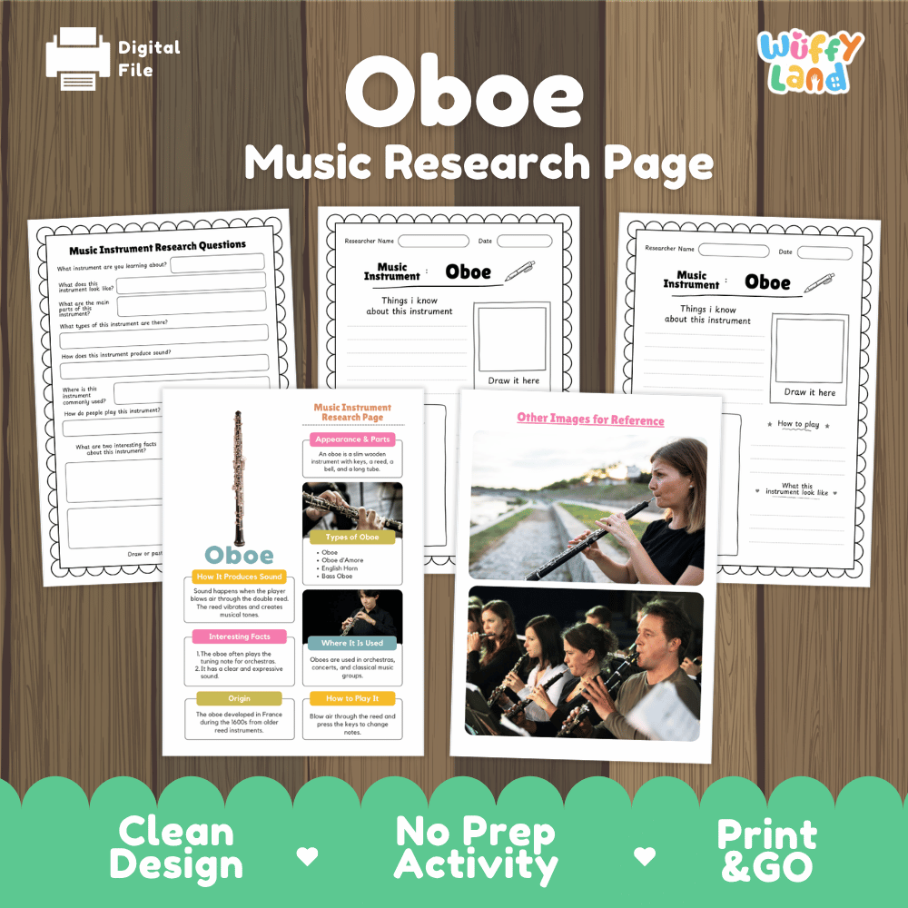 Oboe Music Research Page Worksheets